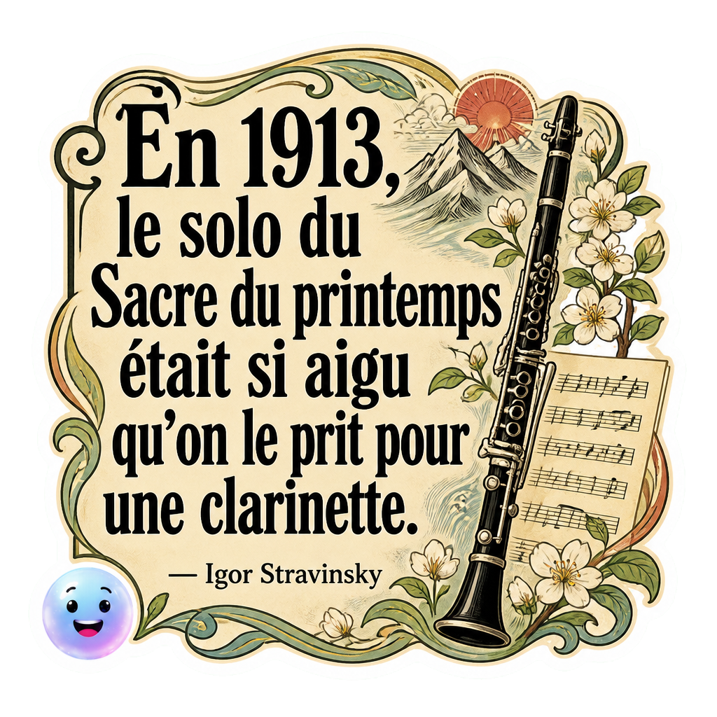 En 1913, le solo du Sacre du printemps était si aigu qu'on le prit pour une clarinette.