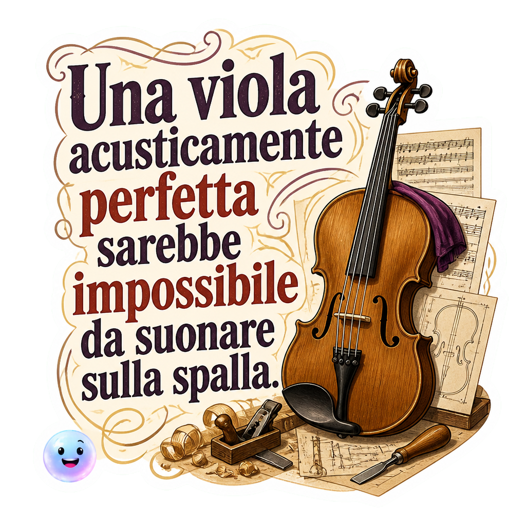 Una viola acusticamente perfetta sarebbe impossibile da suonare sulla spalla.