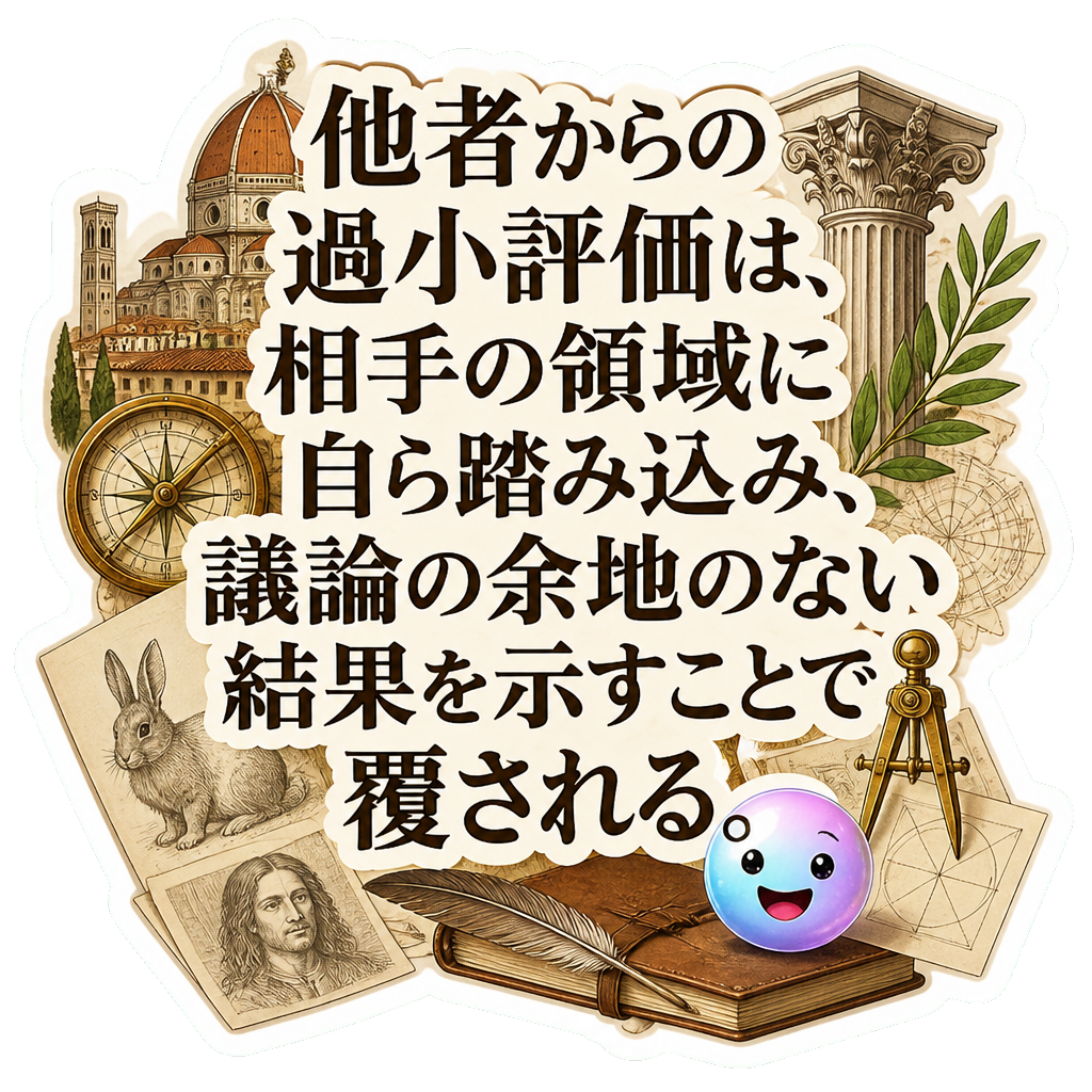 他者からの過小評価は、相手の領域に自ら踏み込み、議論の余地のない結果を示すことで覆される。