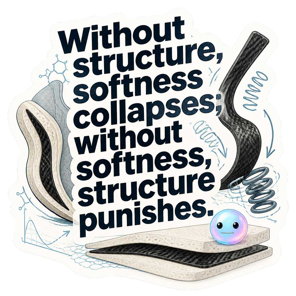 Without structure, softness collapses; without softness, structure punishes.
