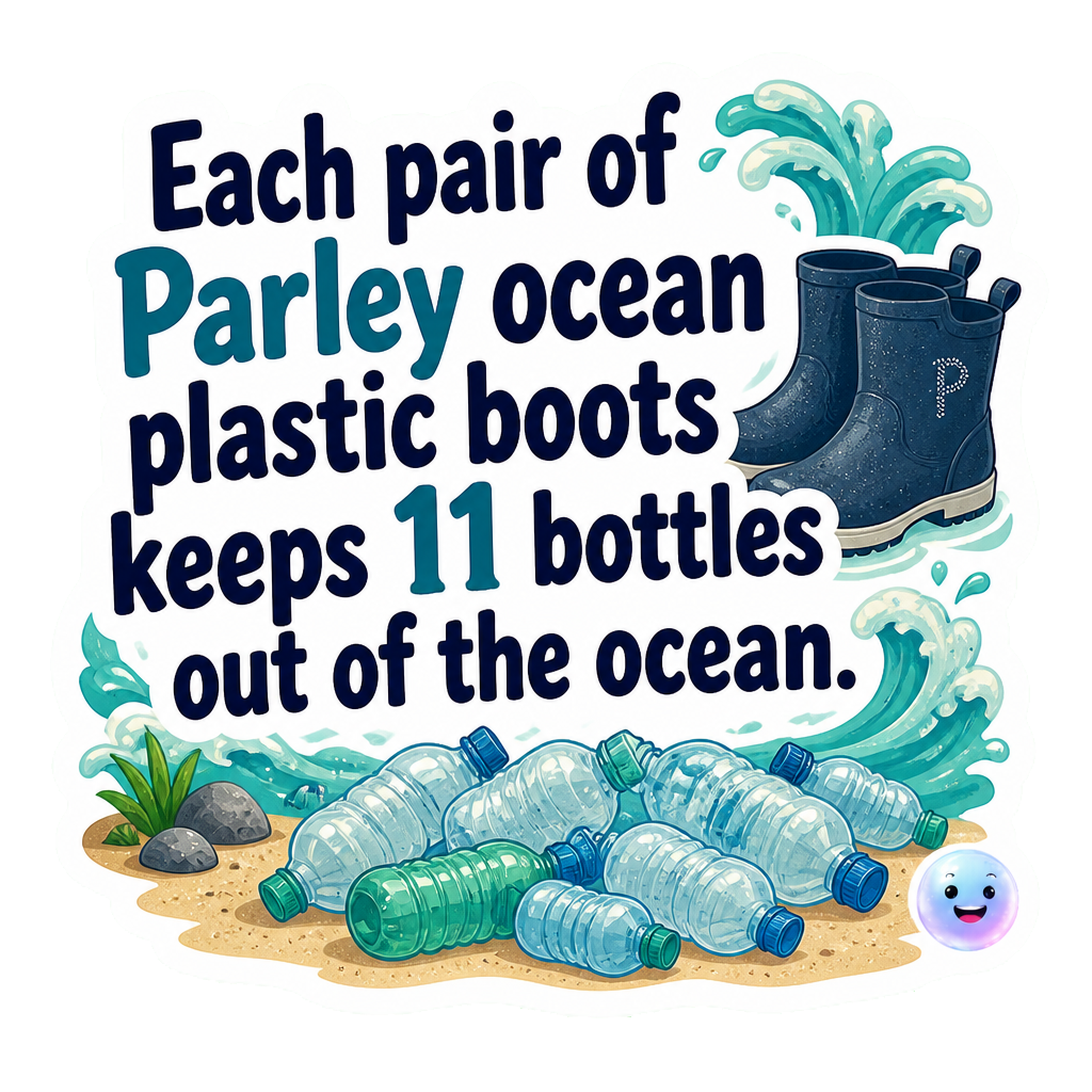 Each pair of Parley ocean plastic boots keeps 11 bottles out of the ocean.