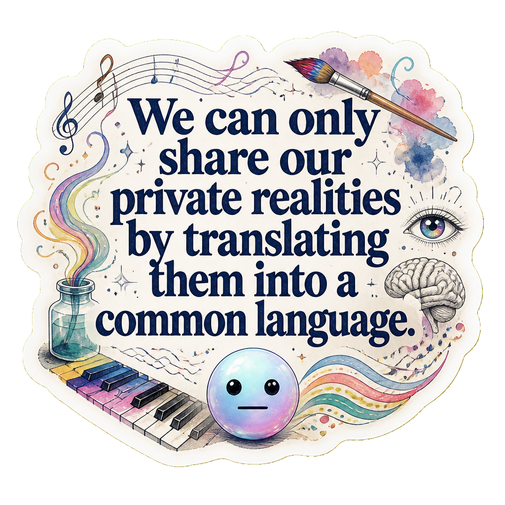 We can only share our private realities by translating them into a common language.
