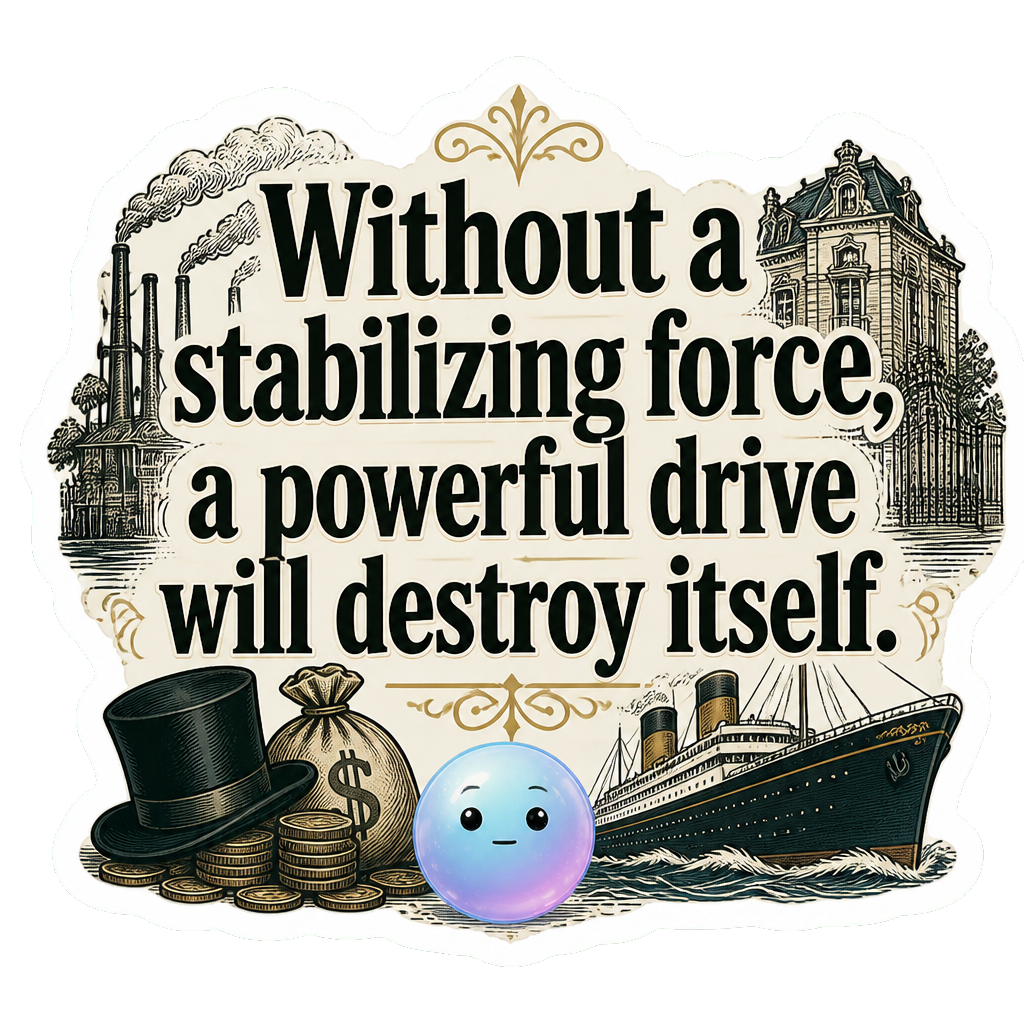 Without a stabilizing force, a powerful drive will destroy itself.