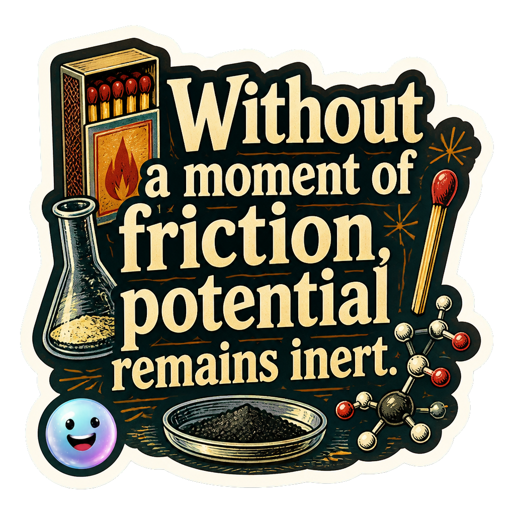Without a moment of friction, potential remains inert.