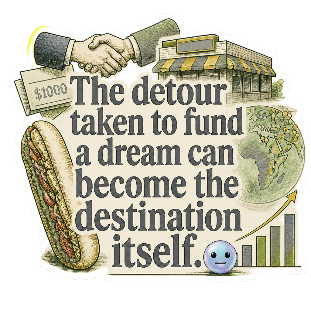The detour taken to fund a dream can become the destination itself.