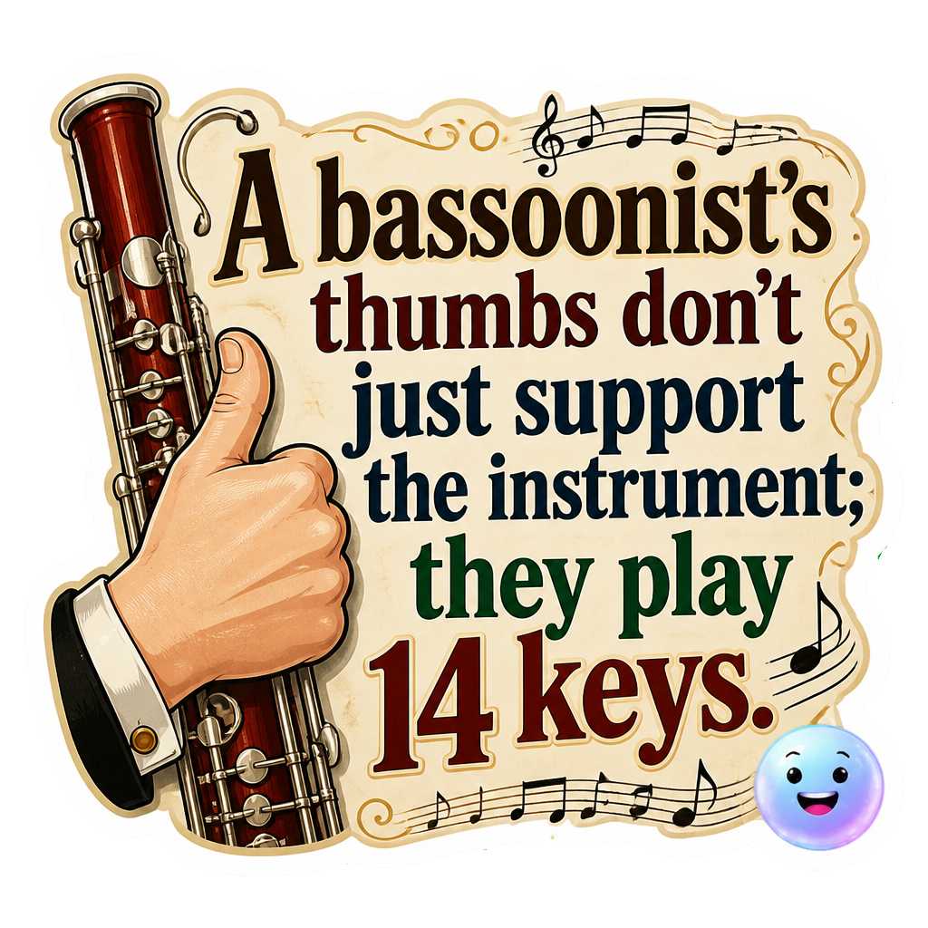 A bassoonist's thumbs don't just support the instrument; they play 14 keys.