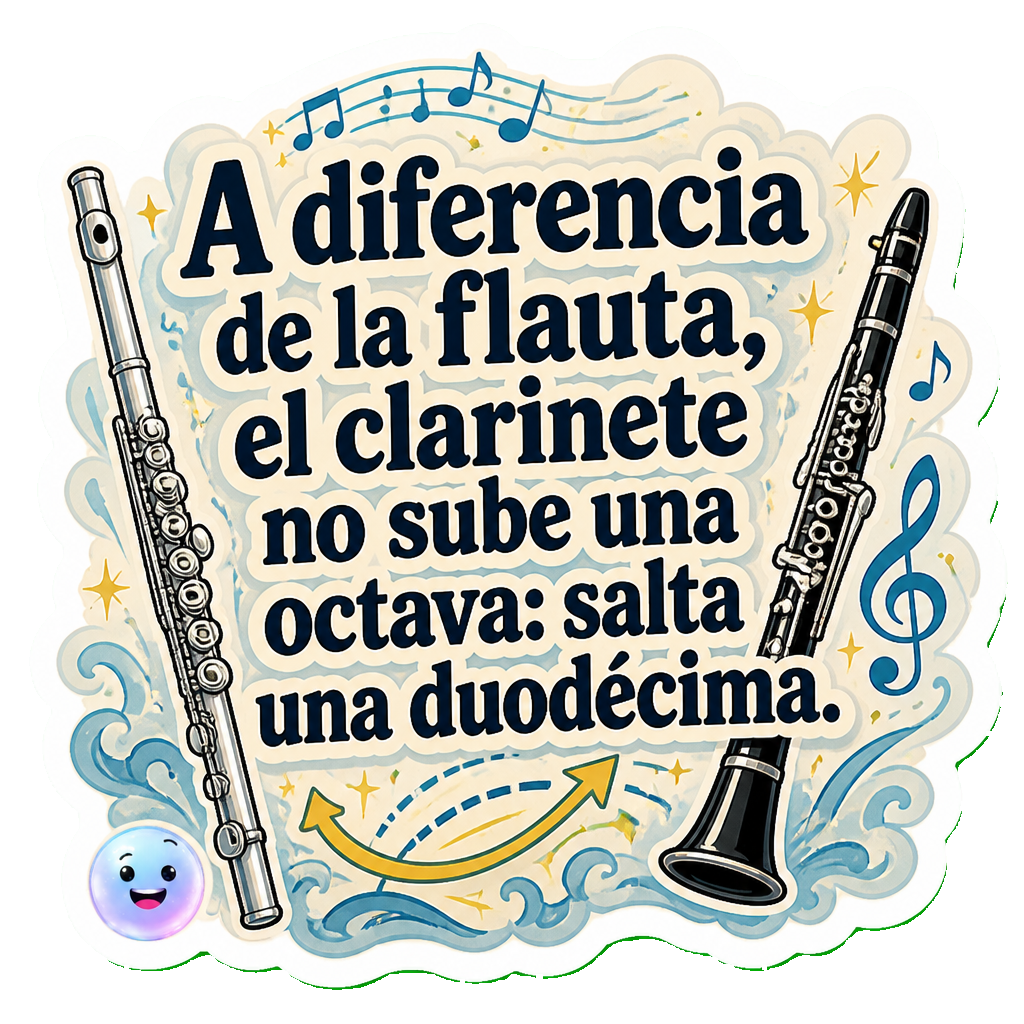 A diferencia de la flauta, el clarinete no sube una octava: salta una duodécima.