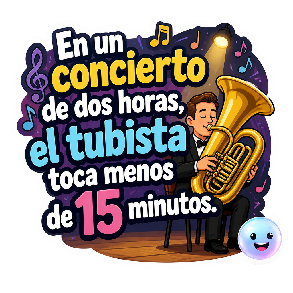 En un concierto de dos horas, el tubista toca menos de 15 minutos.
