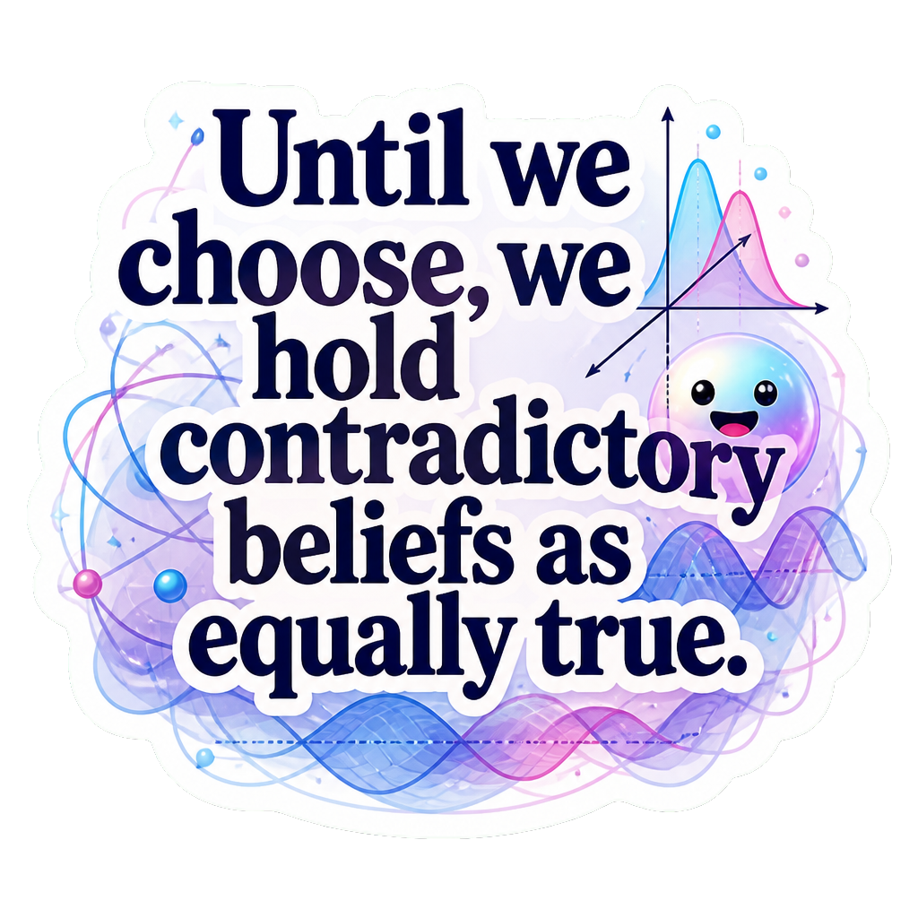 Until we choose, we hold contradictory beliefs as equally true.