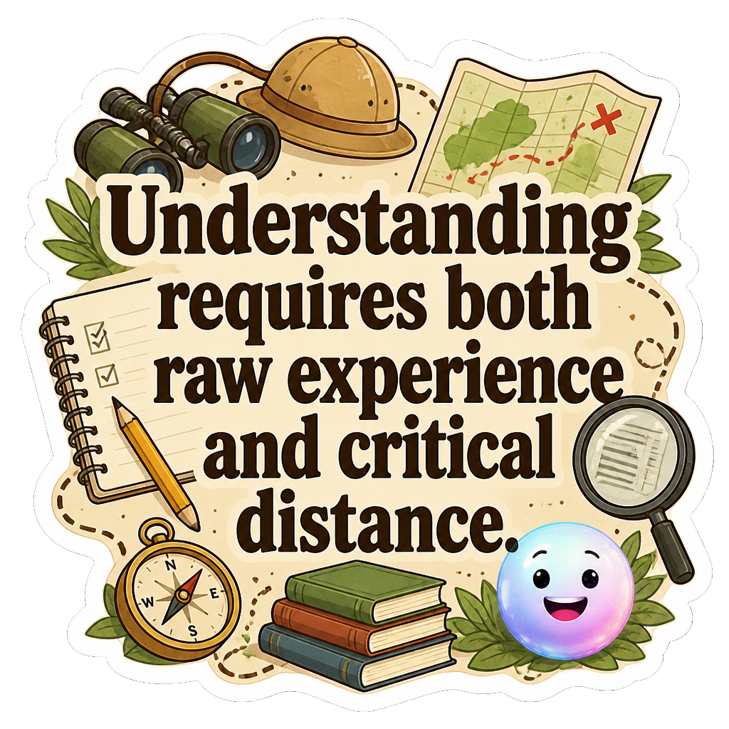 Understanding requires both raw experience and critical distance.