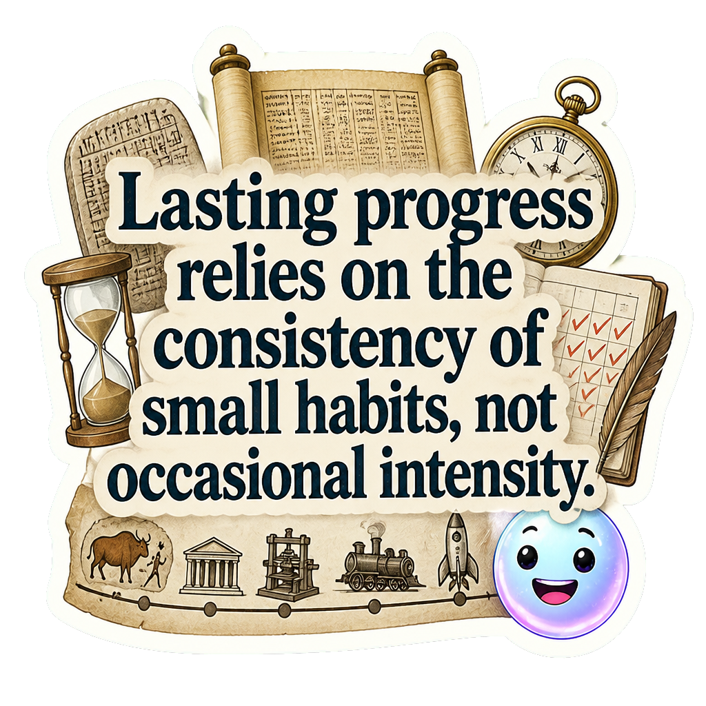 Lasting progress relies on the consistency of small habits, not occasional intensity.