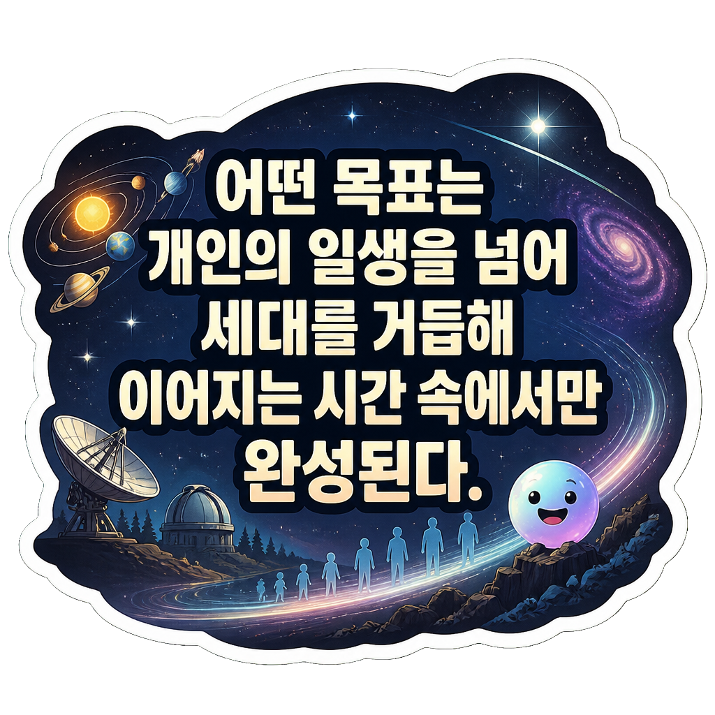 어떤 목표는 개인의 일생을 넘어 세대를 거듭해 이어지는 시간 속에서만 완성된다.