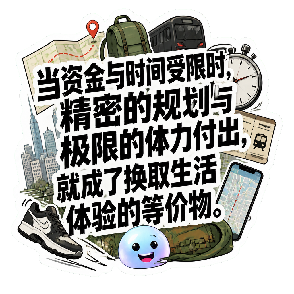 当资金与时间受限时，精密的规划与极限的体力付出，就成了换取生活体验的等价物。