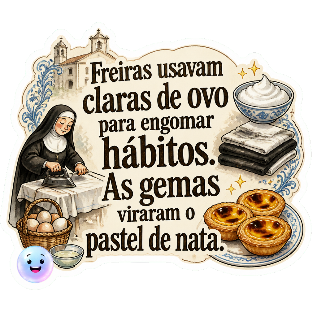 Freiras usavam claras de ovo para engomar hábitos. As gemas viraram o pastel de nata.
