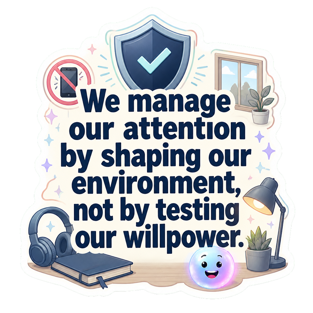 We manage our attention by shaping our environment, not by testing our willpower.
