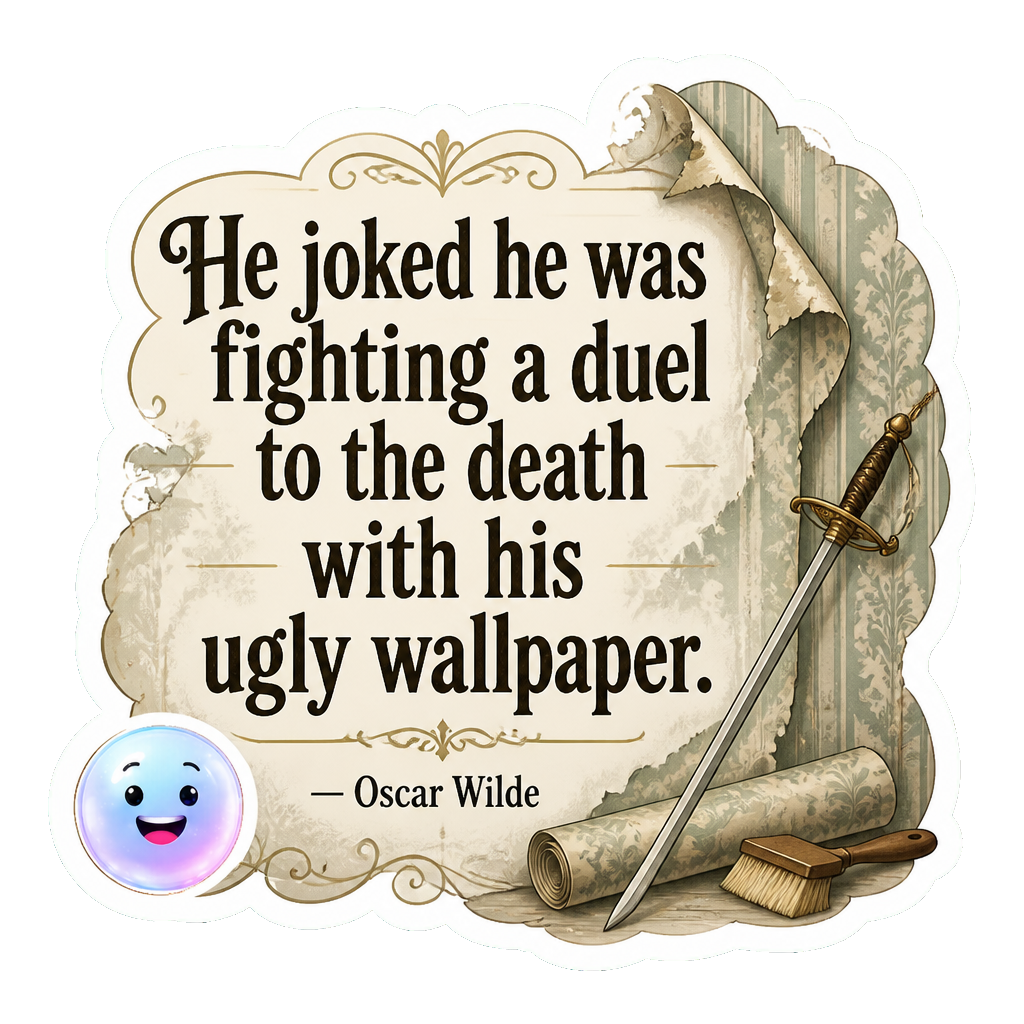 He joked he was fighting a duel to the death with his ugly wallpaper.