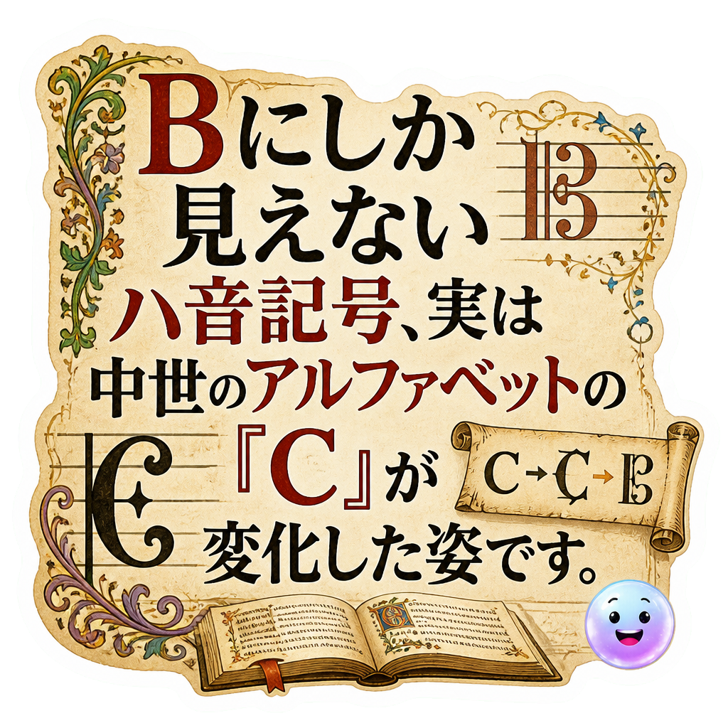 Bにしか見えないハ音記号、実は中世のアルファベットの『C』が変化した姿です。