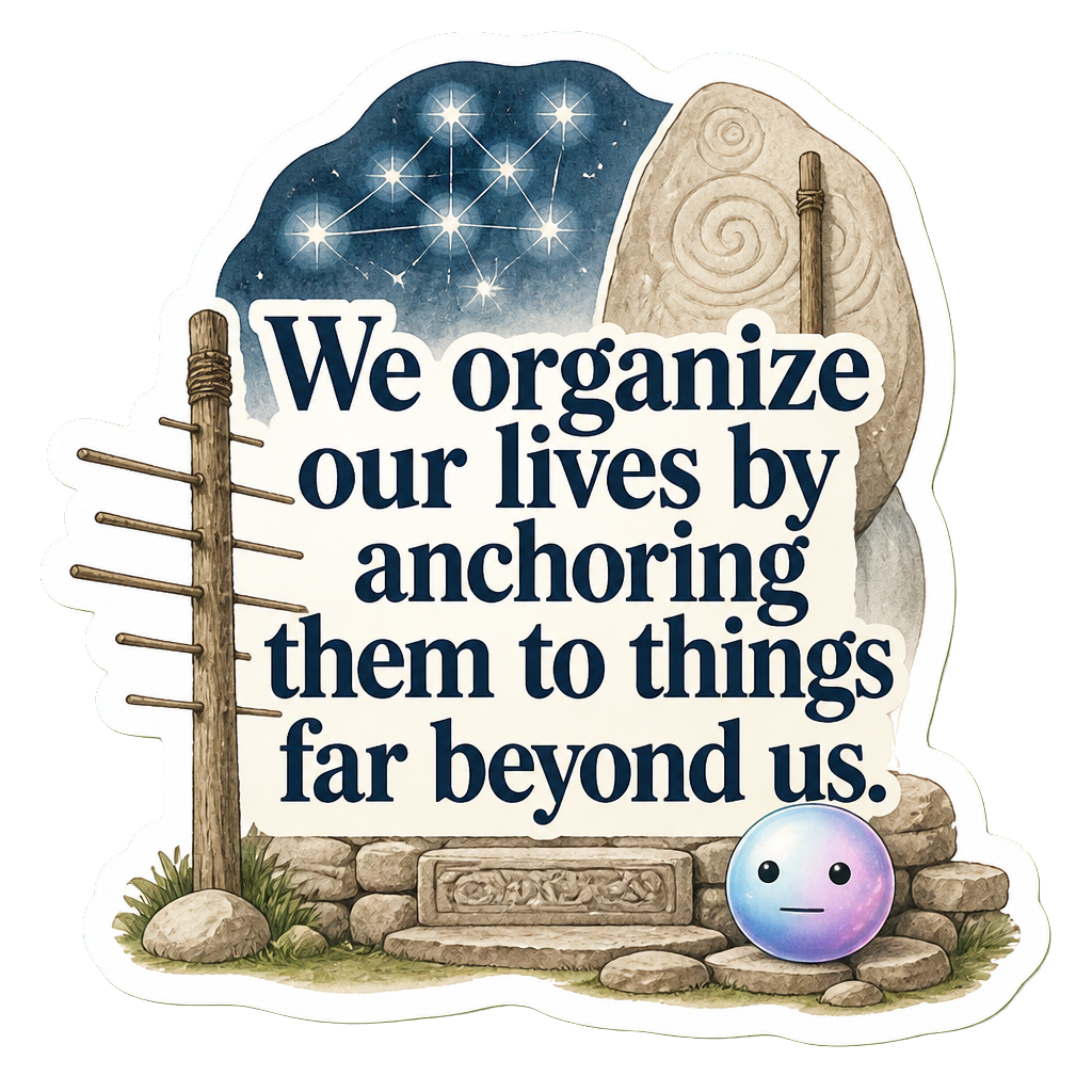 We organize our lives by anchoring them to things far beyond us.
