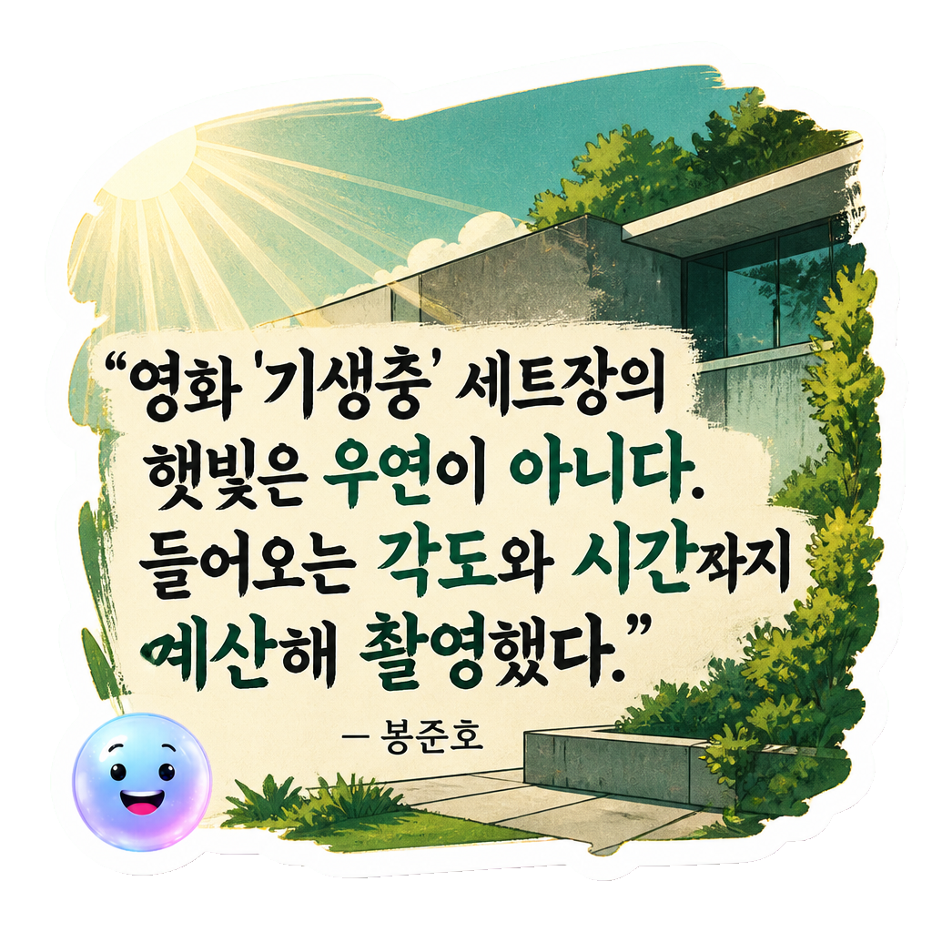 영화 '기생충' 세트장의 햇빛은 우연이 아니다. 들어오는 각도와 시간까지 계산해 촬영했다.