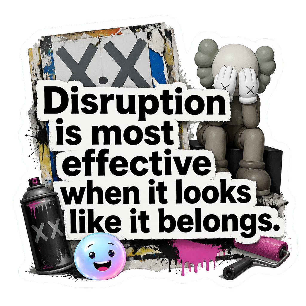 Disruption is most effective when it looks like it belongs.