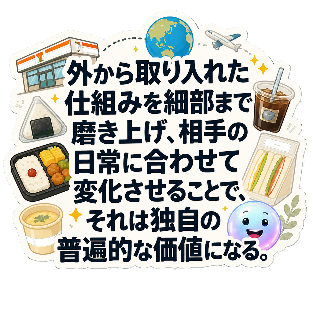 外から取り入れた仕組みを細部まで磨き上げ、相手の日常に合わせて変化させることで、それは独自の普遍的な価値になる。