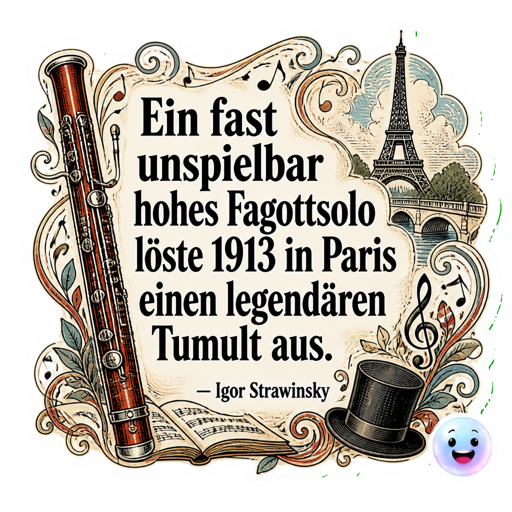 Ein fast unspielbar hohes Fagottsolo löste 1913 in Paris einen legendären Tumult aus.
