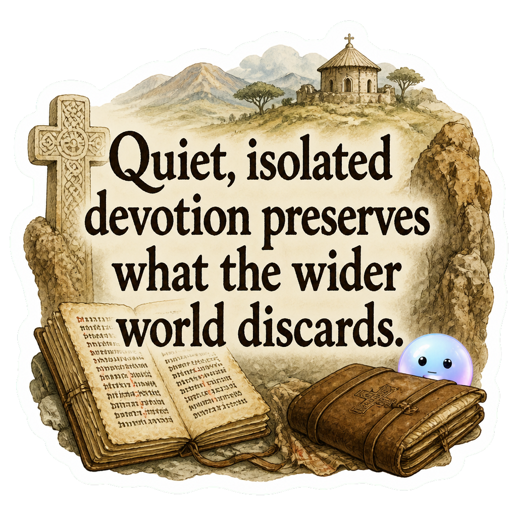 Quiet, isolated devotion preserves what the wider world discards.