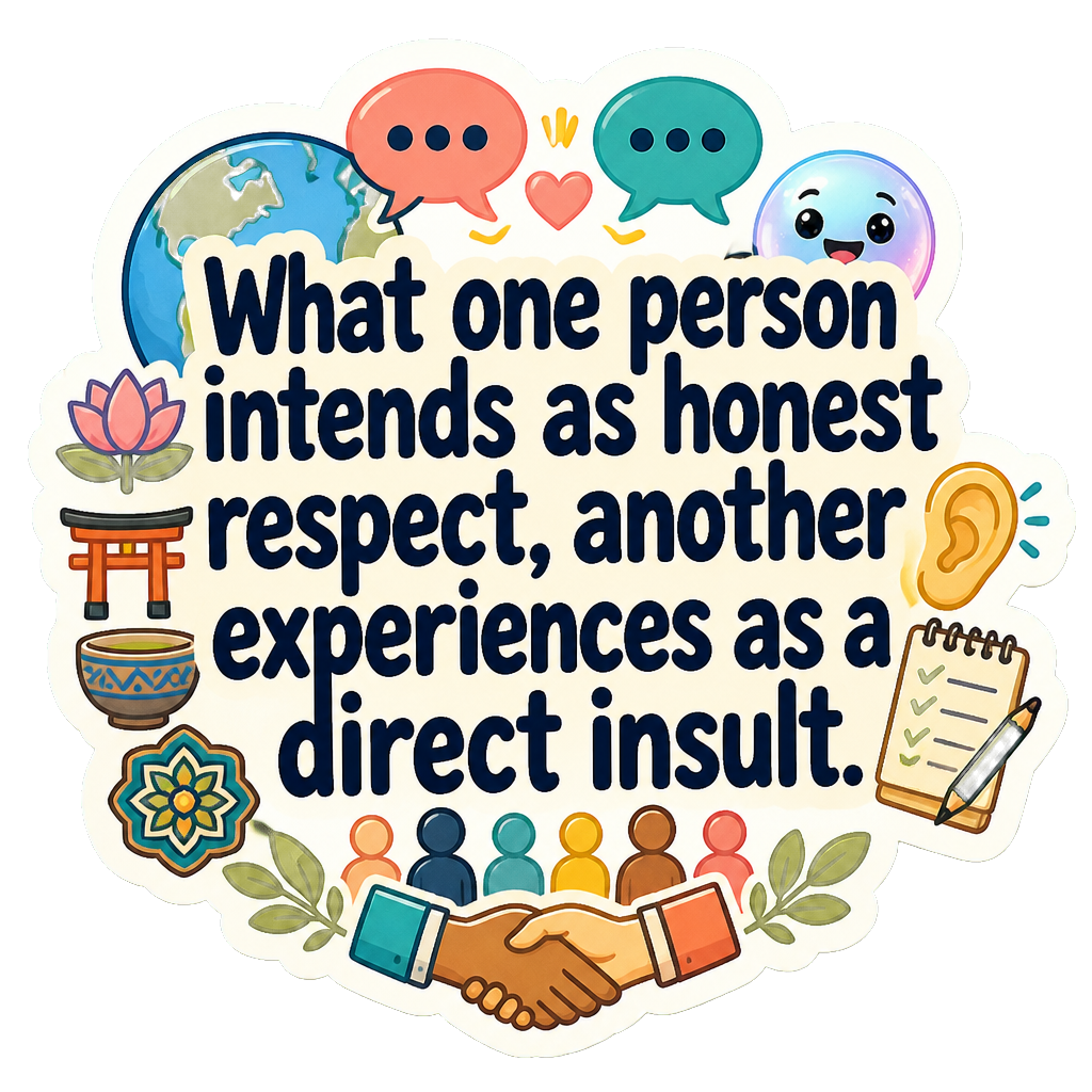 What one person intends as honest respect, another experiences as a direct insult.