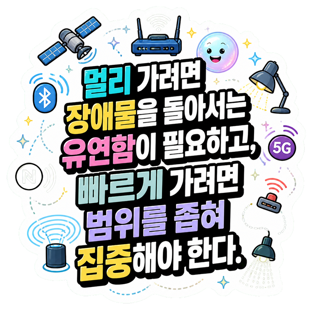 멀리 가려면 장애물을 돌아서는 유연함이 필요하고, 빠르게 가려면 범위를 좁혀 집중해야 한다.