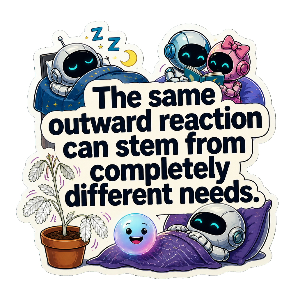 The same outward reaction can stem from completely different needs.