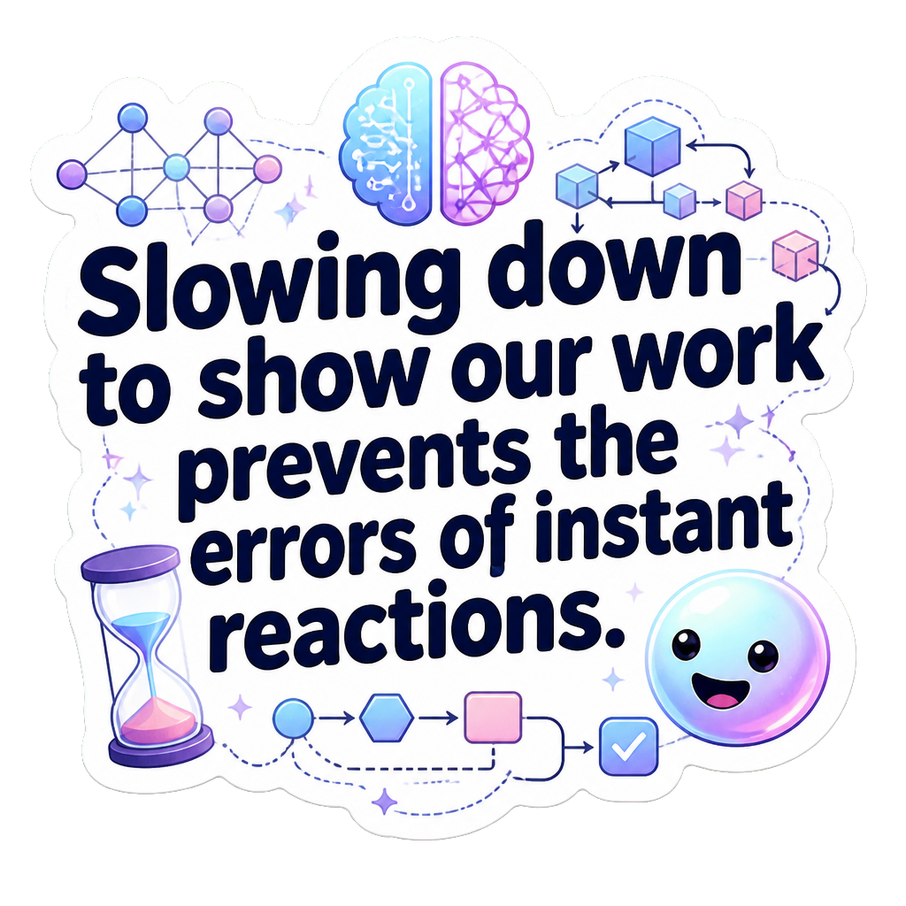 Slowing down to show our work prevents the errors of instant reactions.