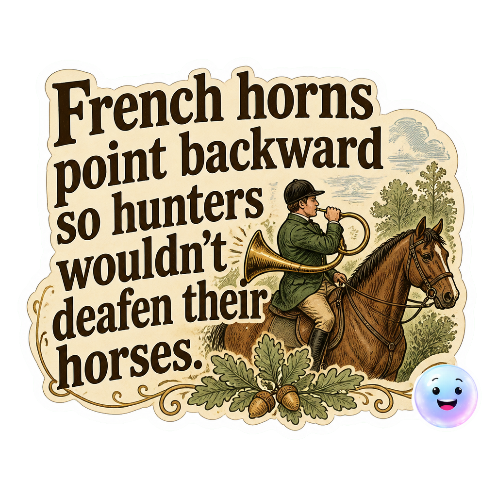 French horns point backward so hunters wouldn't deafen their horses.