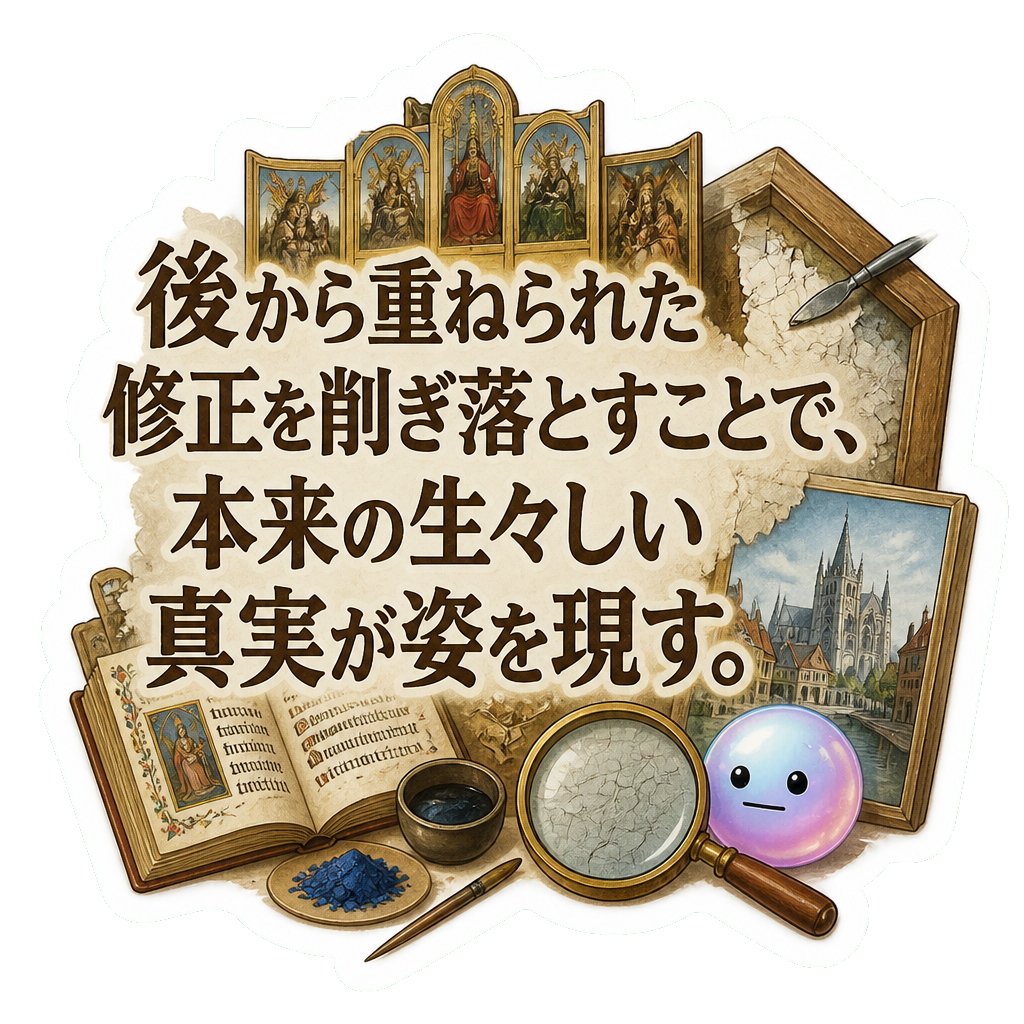 後から重ねられた修正を削ぎ落とすことで、本来の生々しい真実が姿を現す。