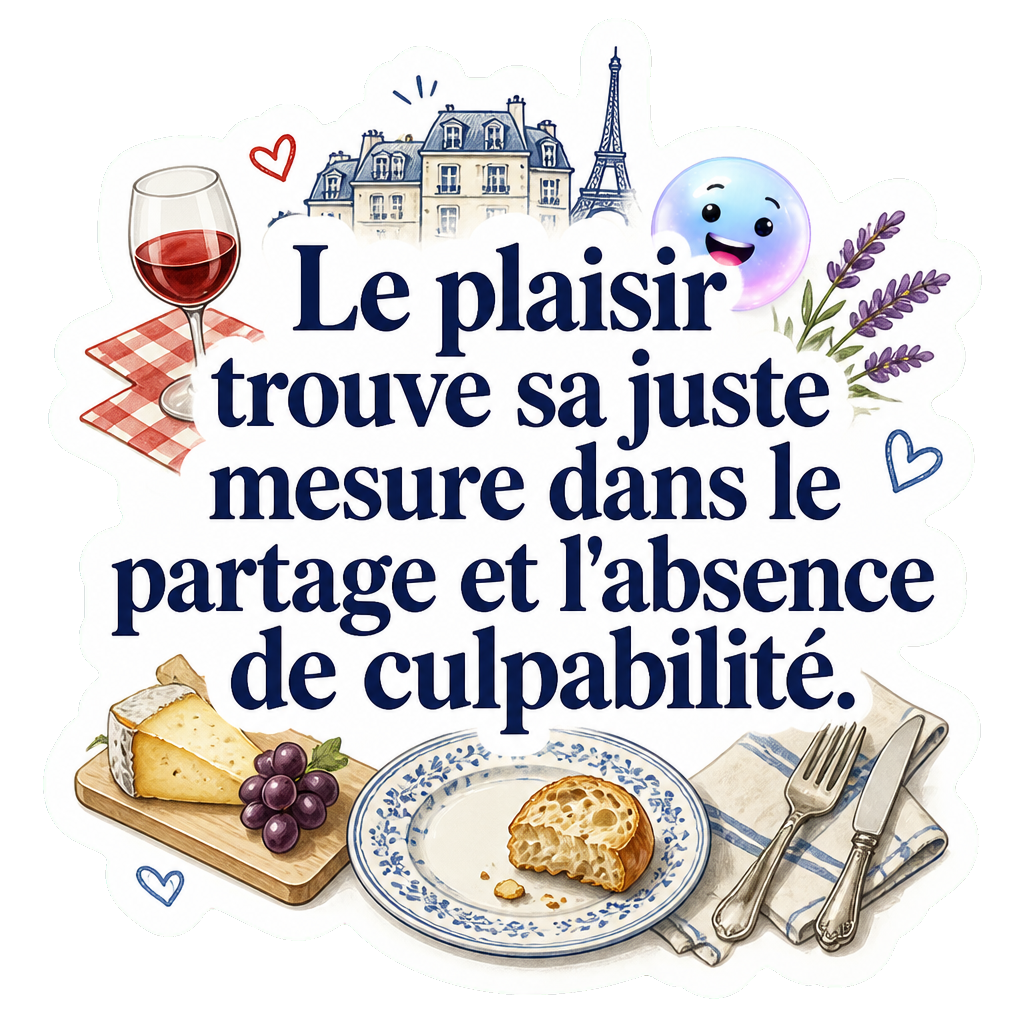Le plaisir trouve sa juste mesure dans le partage et l'absence de culpabilité.