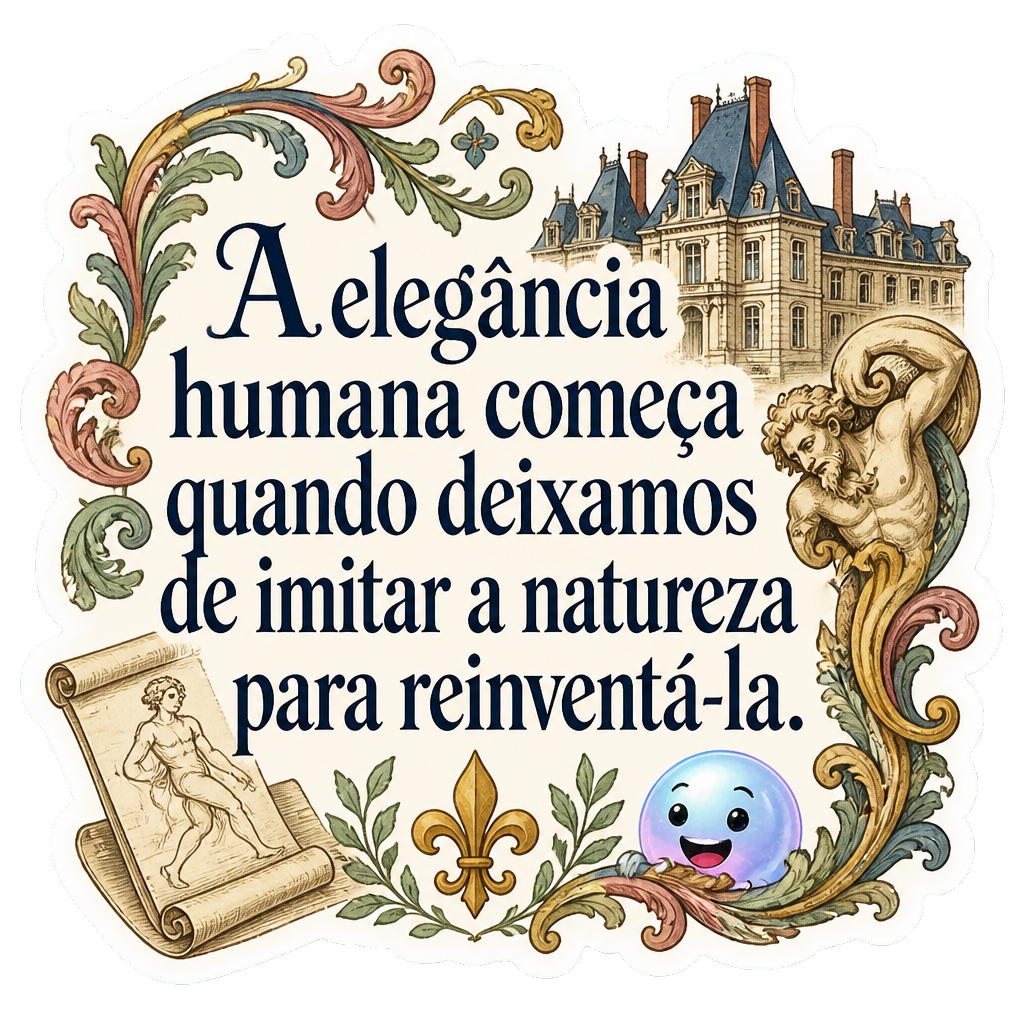 A elegância humana começa quando deixamos de imitar a natureza para reinventá-la.