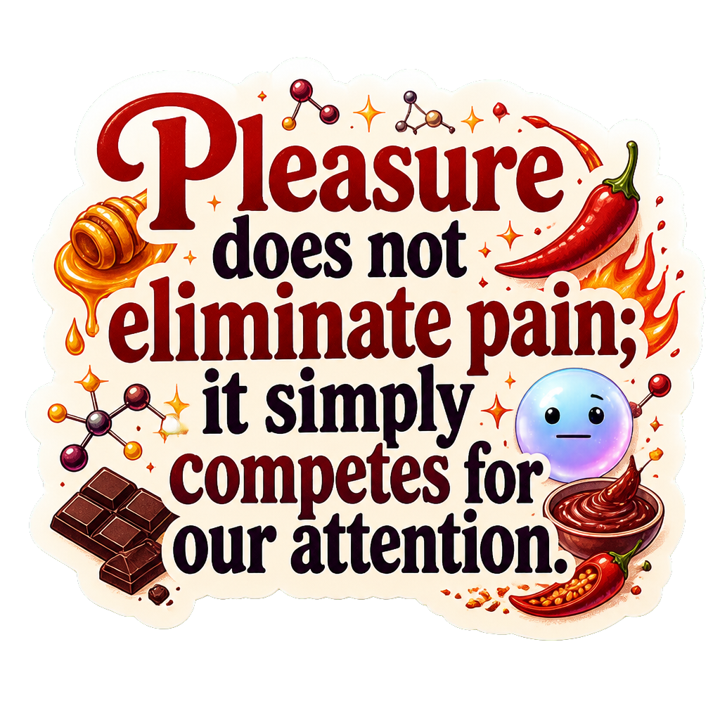 Pleasure does not eliminate pain; it simply competes for our attention.