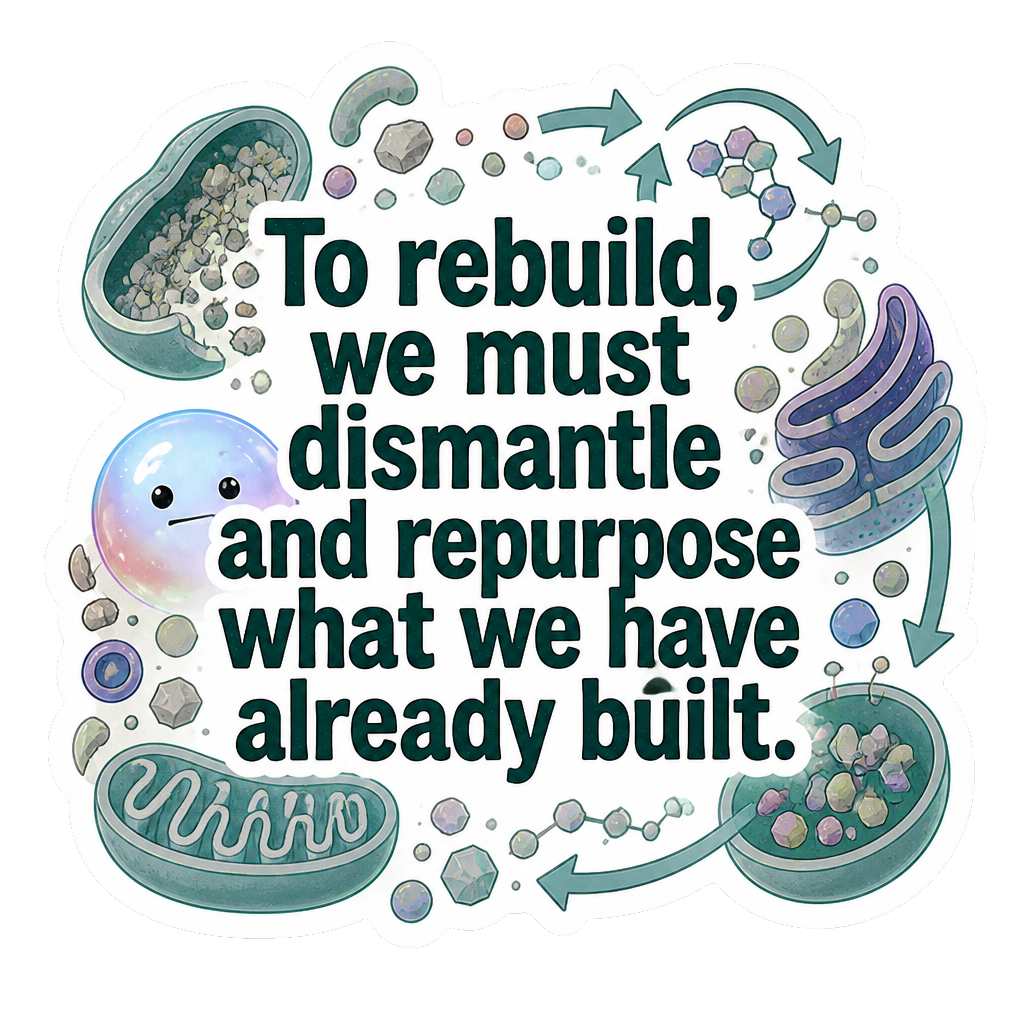 To rebuild, we must dismantle and repurpose what we have already built.