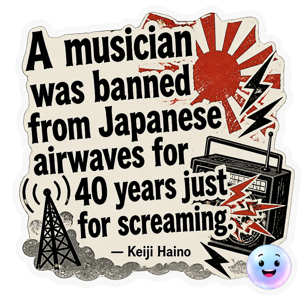 A musician was banned from Japanese airwaves for 40 years just for screaming.