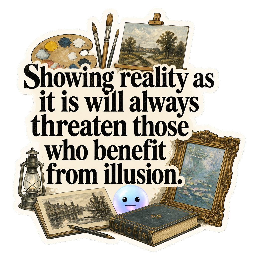 Showing reality as it is will always threaten those who benefit from illusion.