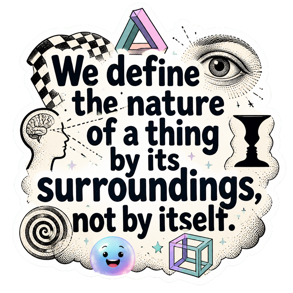 We define the nature of a thing by its surroundings, not by itself.