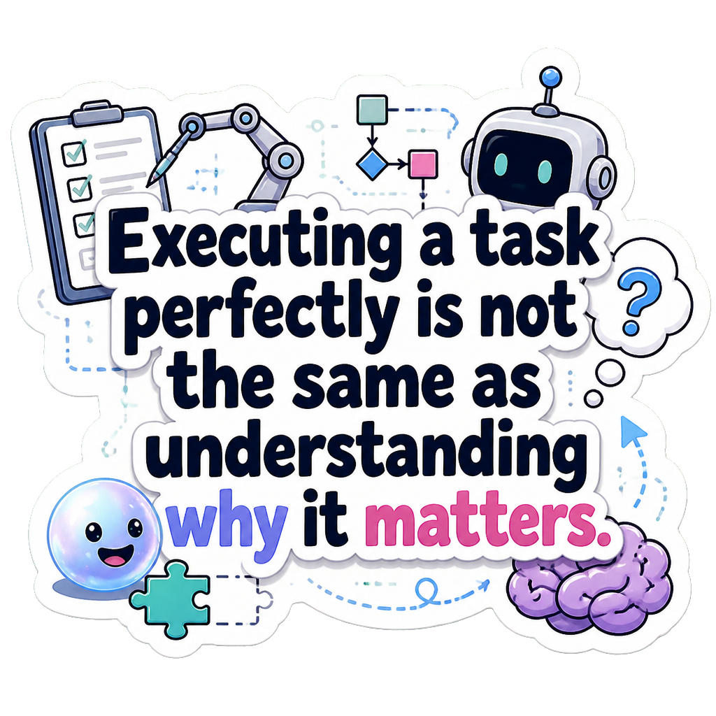 Executing a task perfectly is not the same as understanding why it matters.