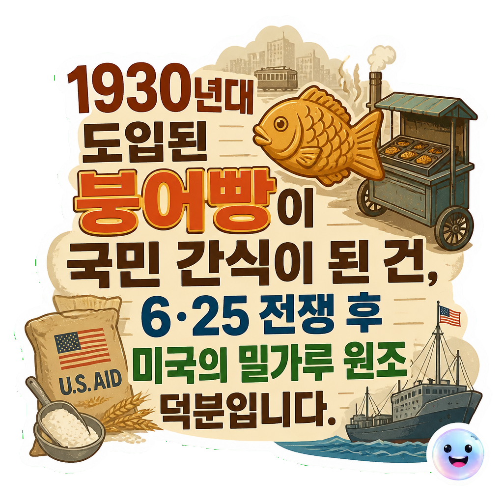 1930년대 도입된 붕어빵이 국민 간식이 된 건, 6·25 전쟁 후 미국의 밀가루 원조 덕분입니다.