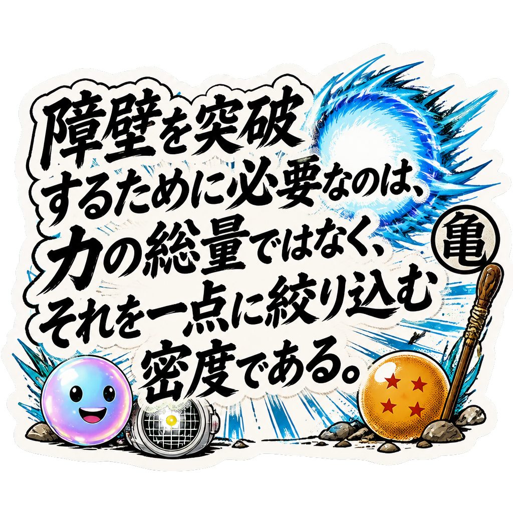 障壁を突破するために必要なのは、力の総量ではなく、それを一点に絞り込む密度である。