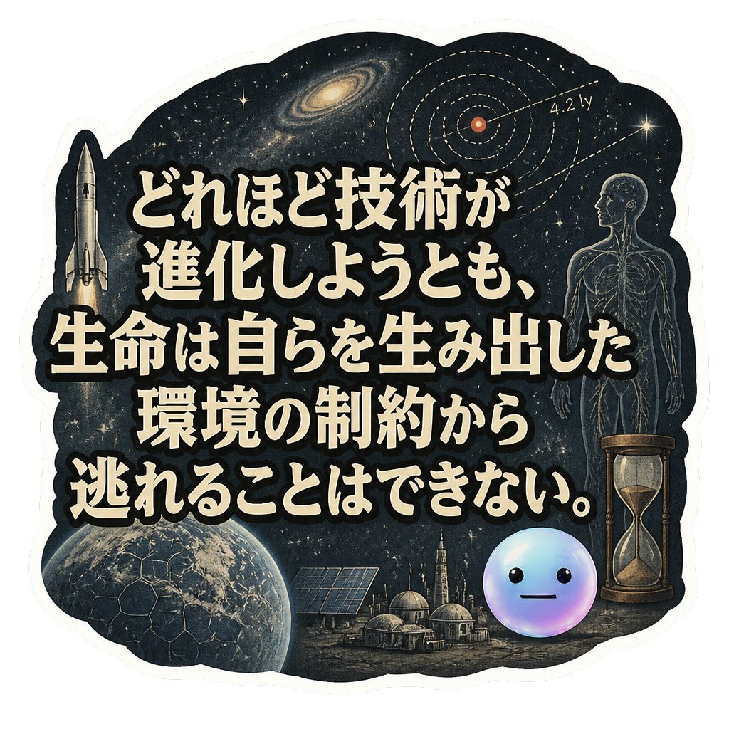 どれほど技術が進化しようとも、生命は自らを生み出した環境の制約から逃れることはできない。