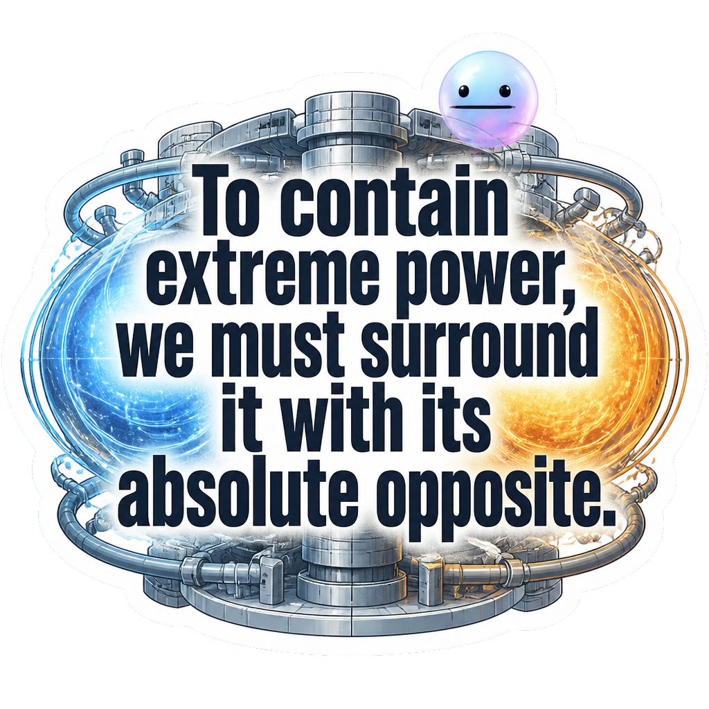To contain extreme power, we must surround it with its absolute opposite.