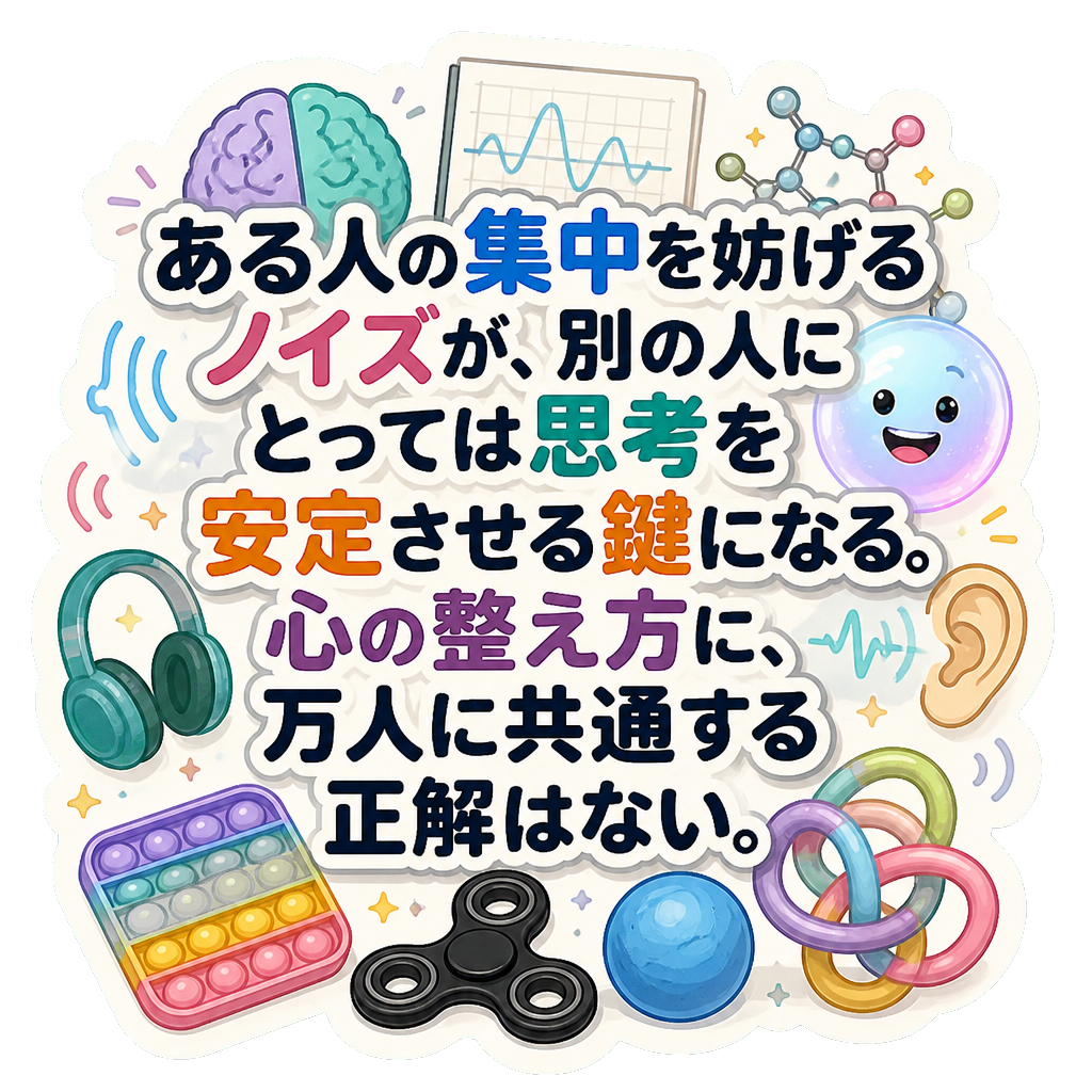 ある人の集中を妨げるノイズが、別の人にとっては思考を安定させる鍵になる。心の整え方に、万人に共通する正解はない。