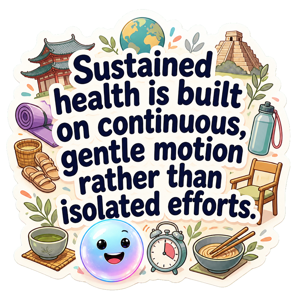 Sustained health is built on continuous, gentle motion rather than isolated efforts.
