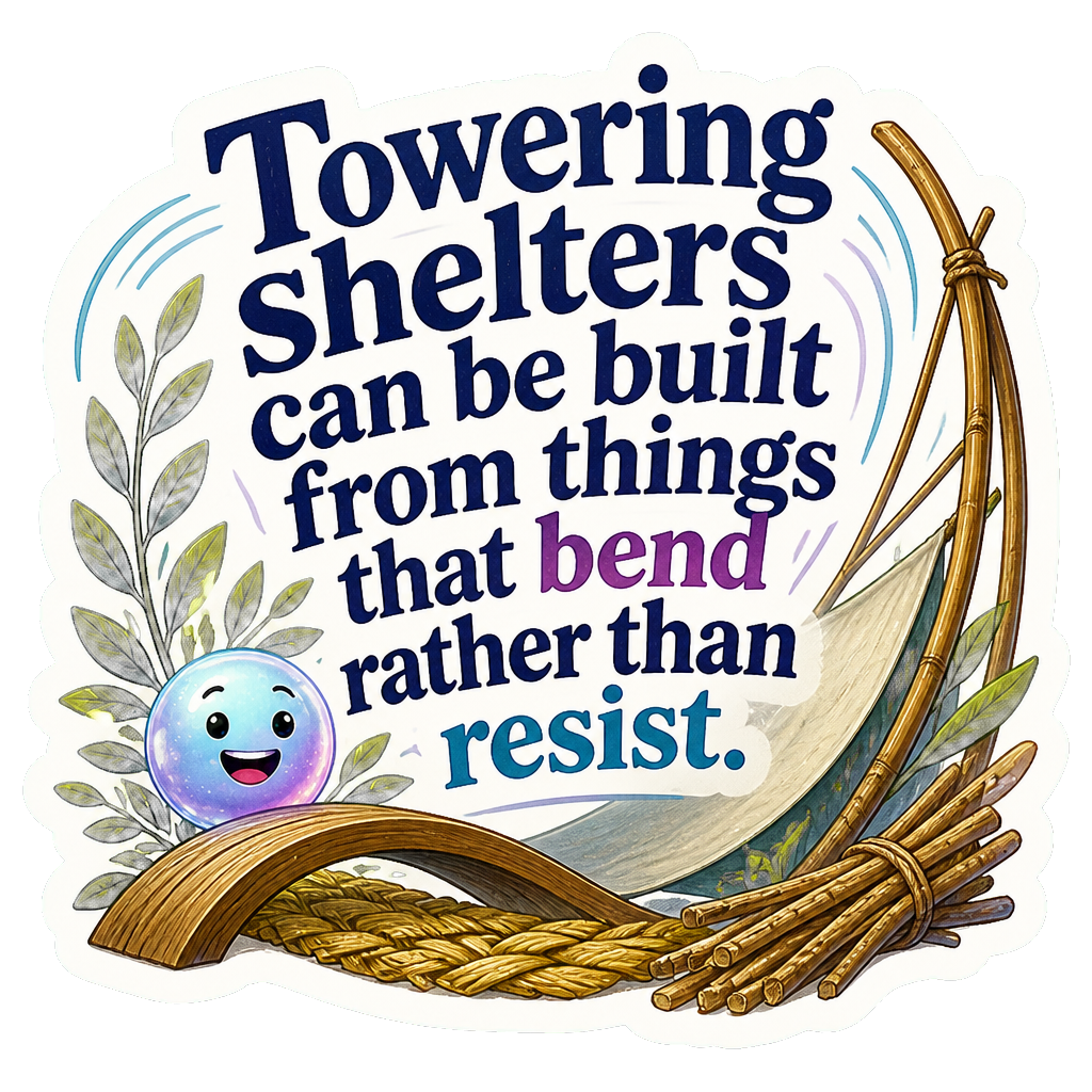 Towering shelters can be built from things that bend rather than resist.