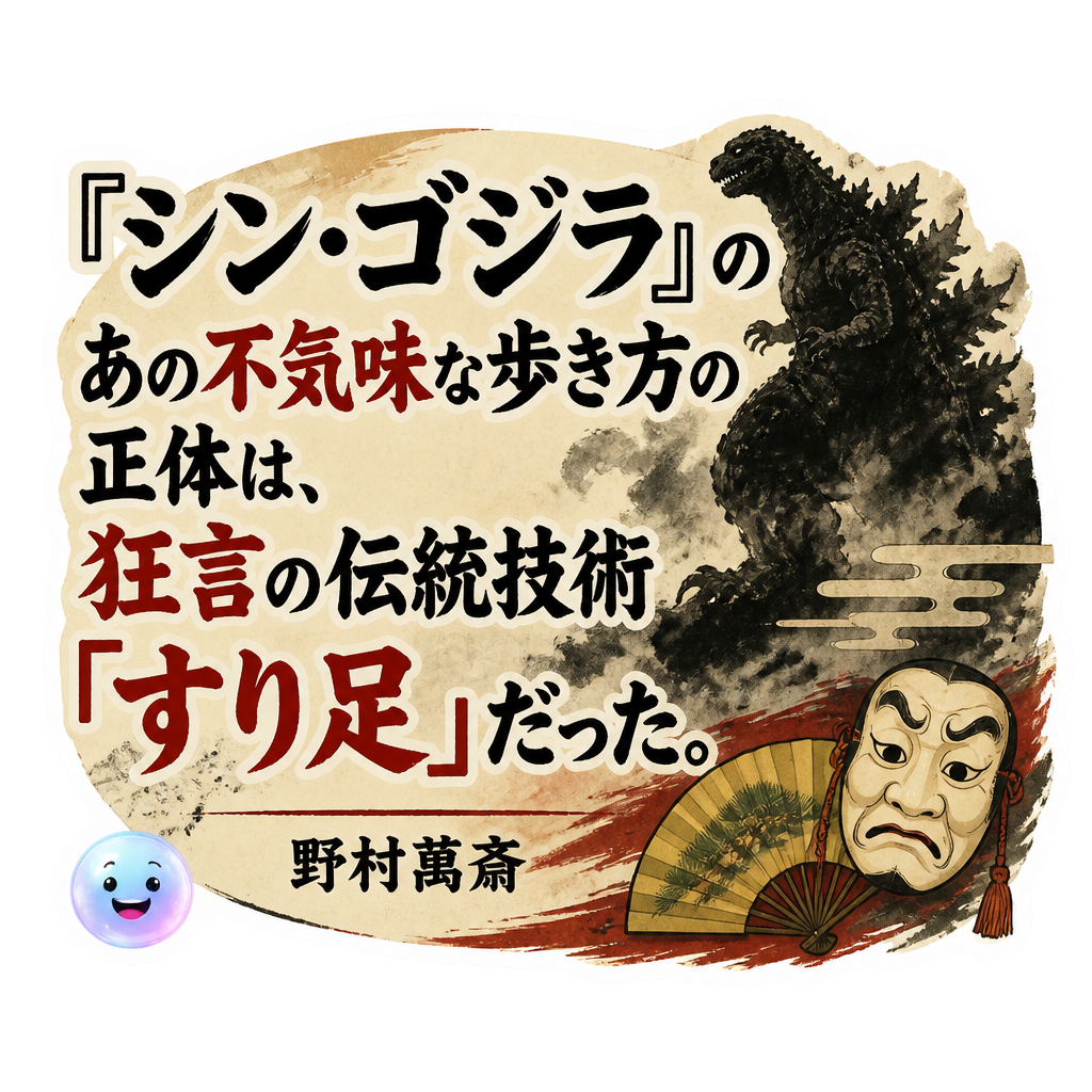 『シン・ゴジラ』のあの不気味な歩き方の正体は、狂言の伝統技術「すり足」だった。