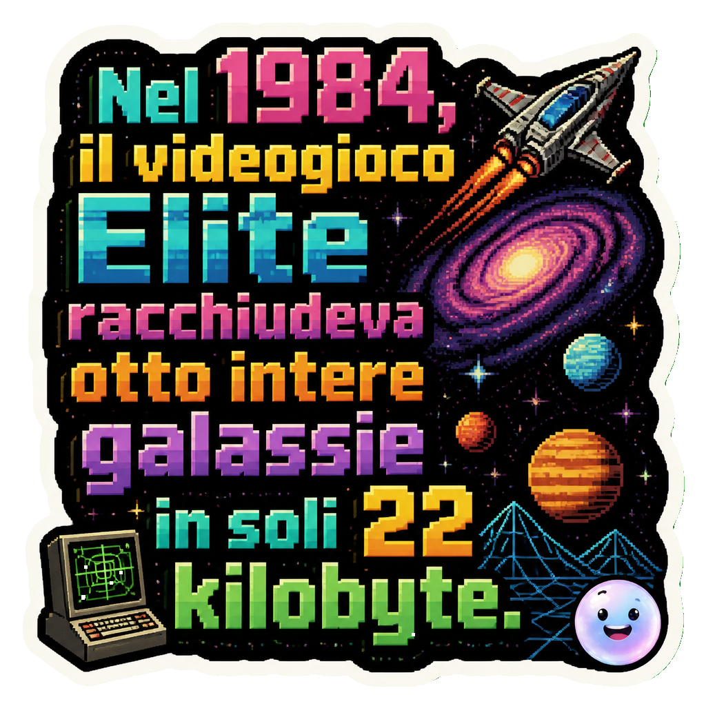 Nel 1984, il videogioco Elite racchiudeva otto intere galassie in soli 22 kilobyte.